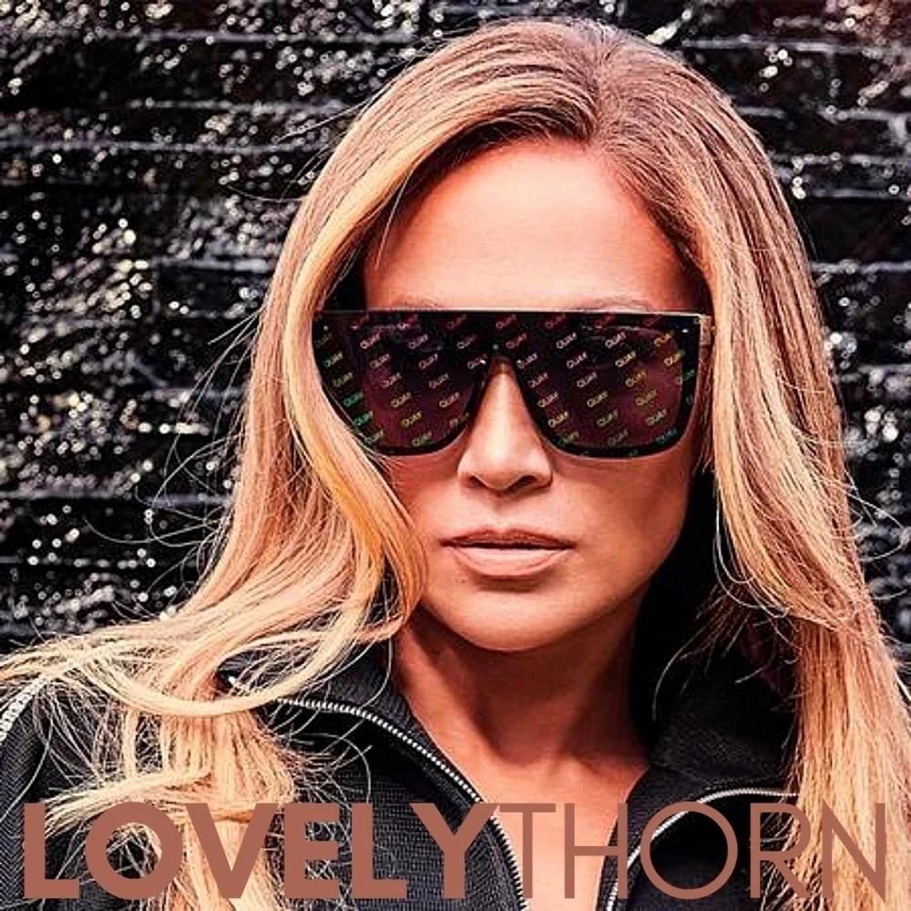 QUAY // ltd ed jlo collab rimless smoke lens rainbow watermark shield sunglasses